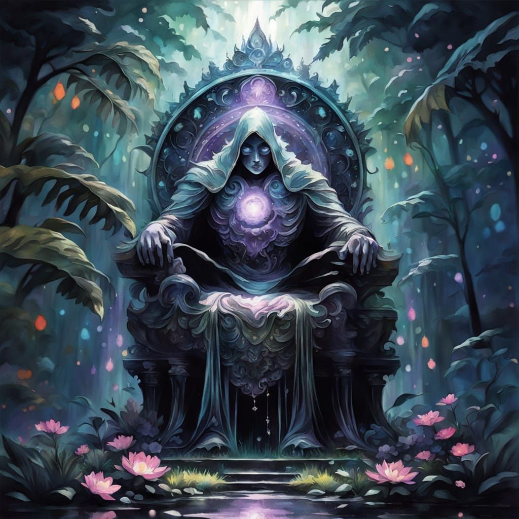 Vibrant Art Nouveau Fantasy Jungle with Magical Blooms