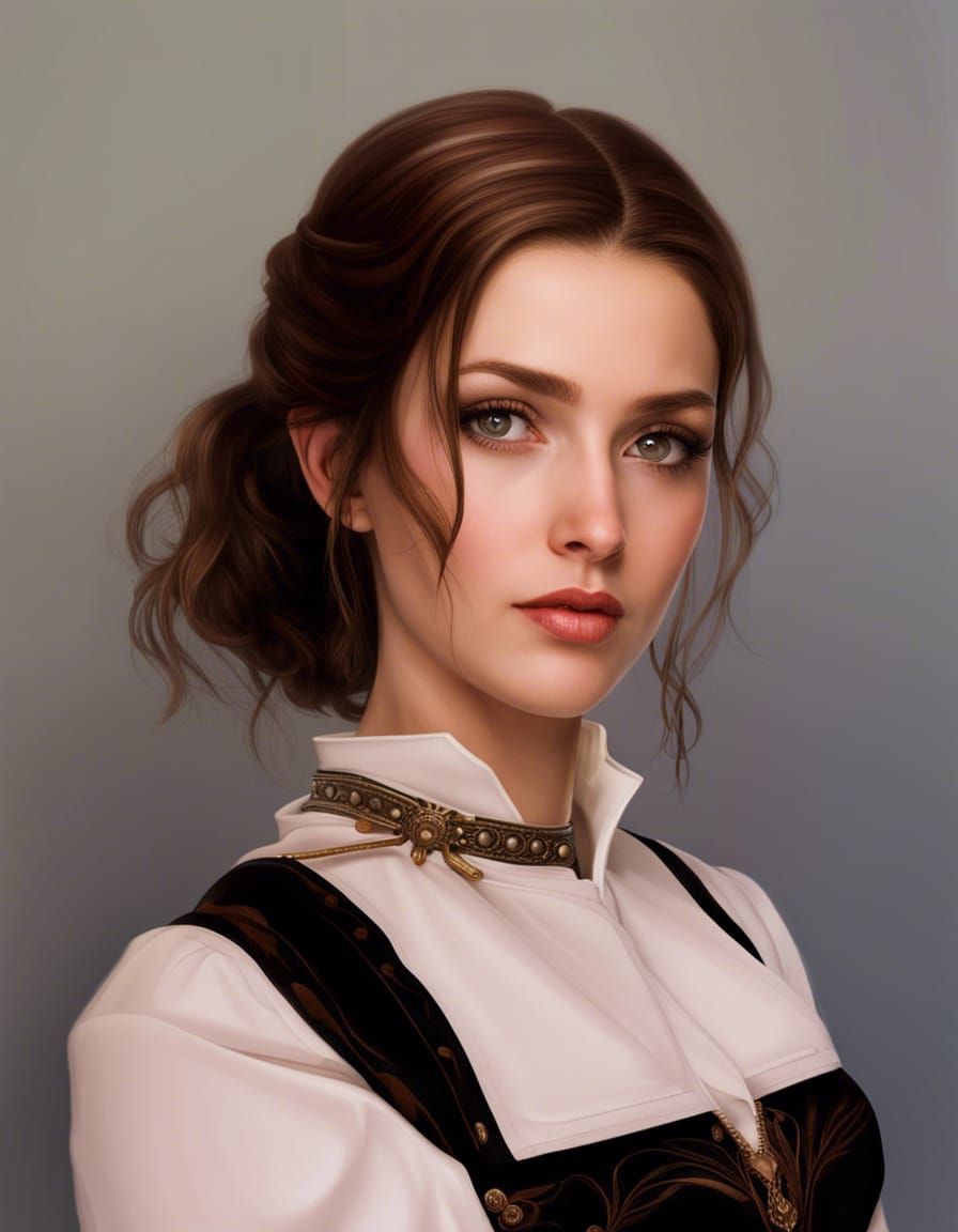 Hungarian Girl in Vibrant Stained Glass Fantasy