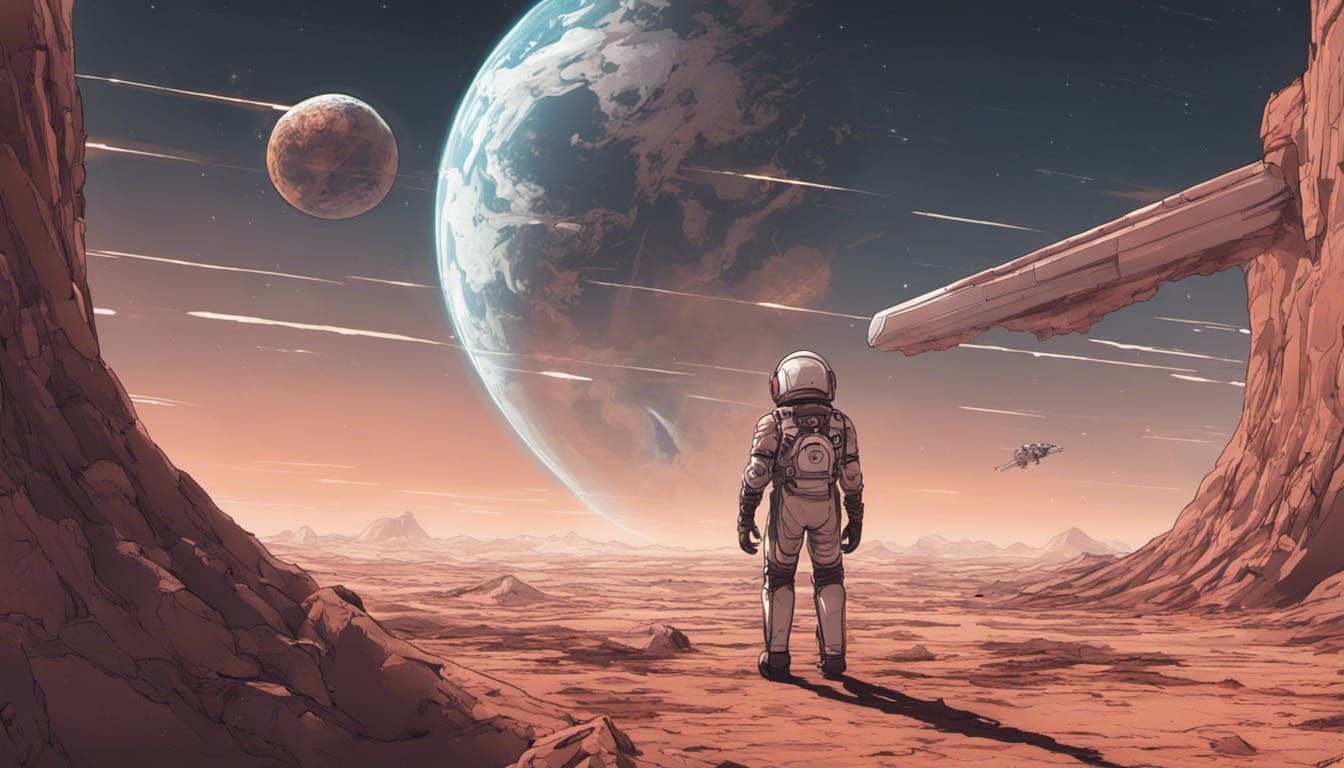 Spaceman dropped on another planet