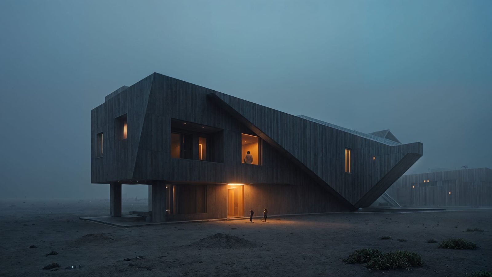 Futuristic Angular House in Desert Landscape