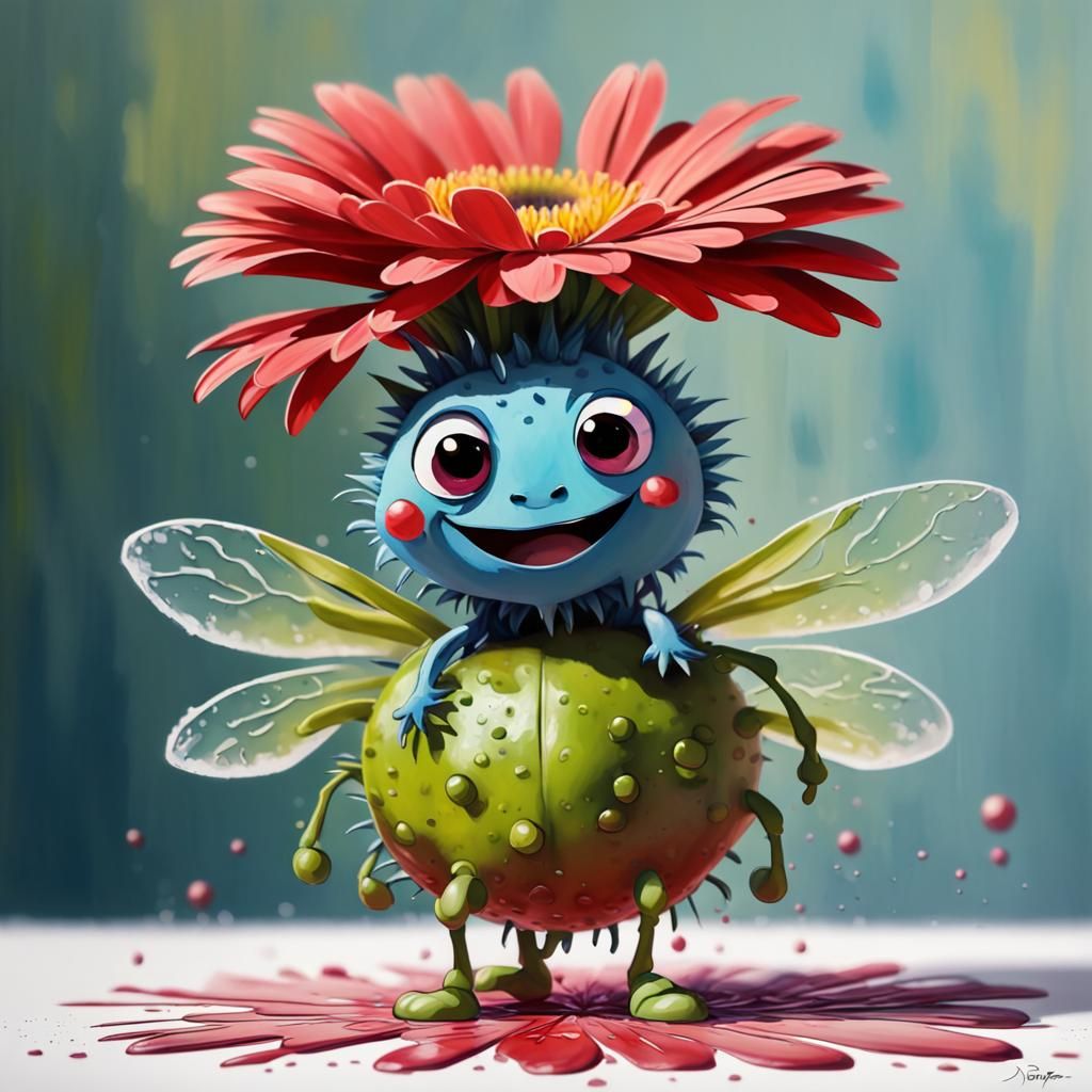 Vibrant Gerbera Aphid in Whimsical Disney Pixar Art