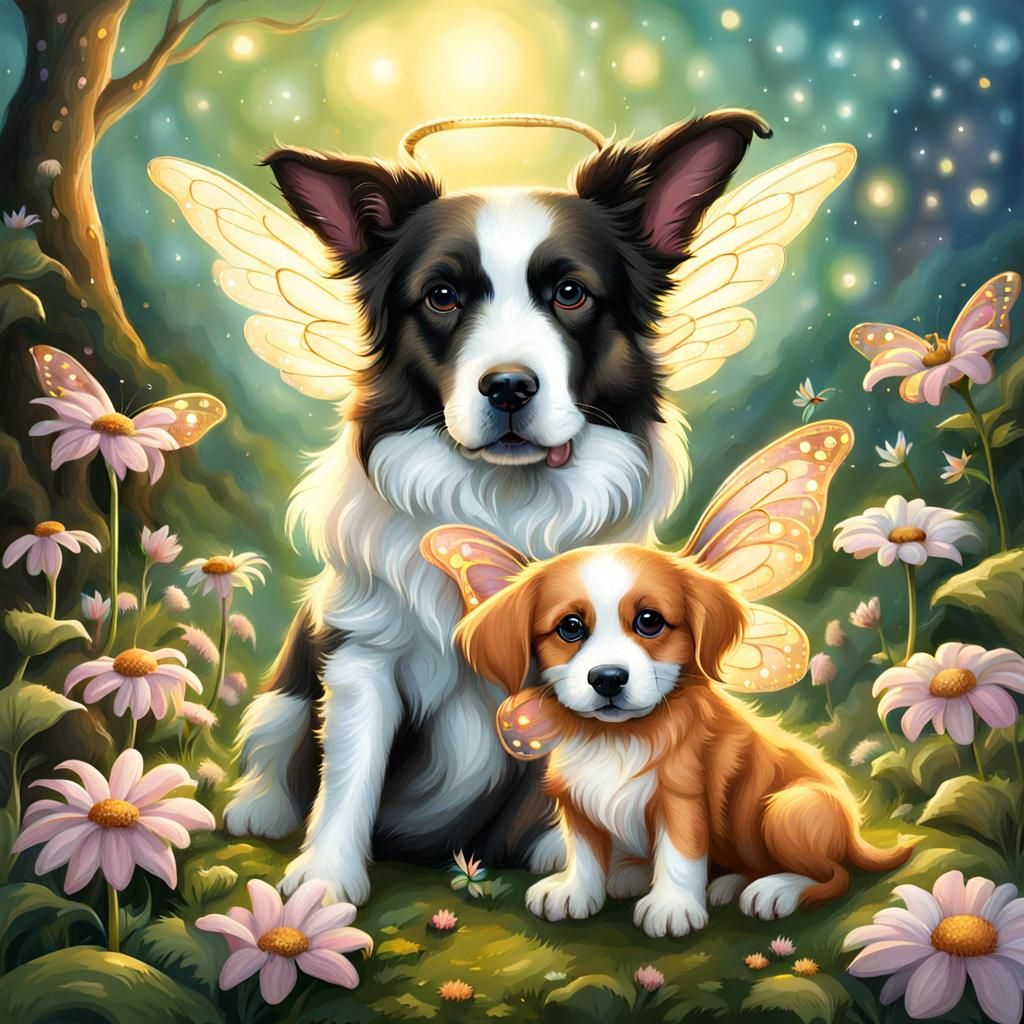 Enchanted Canine Fairy Plays with Pup