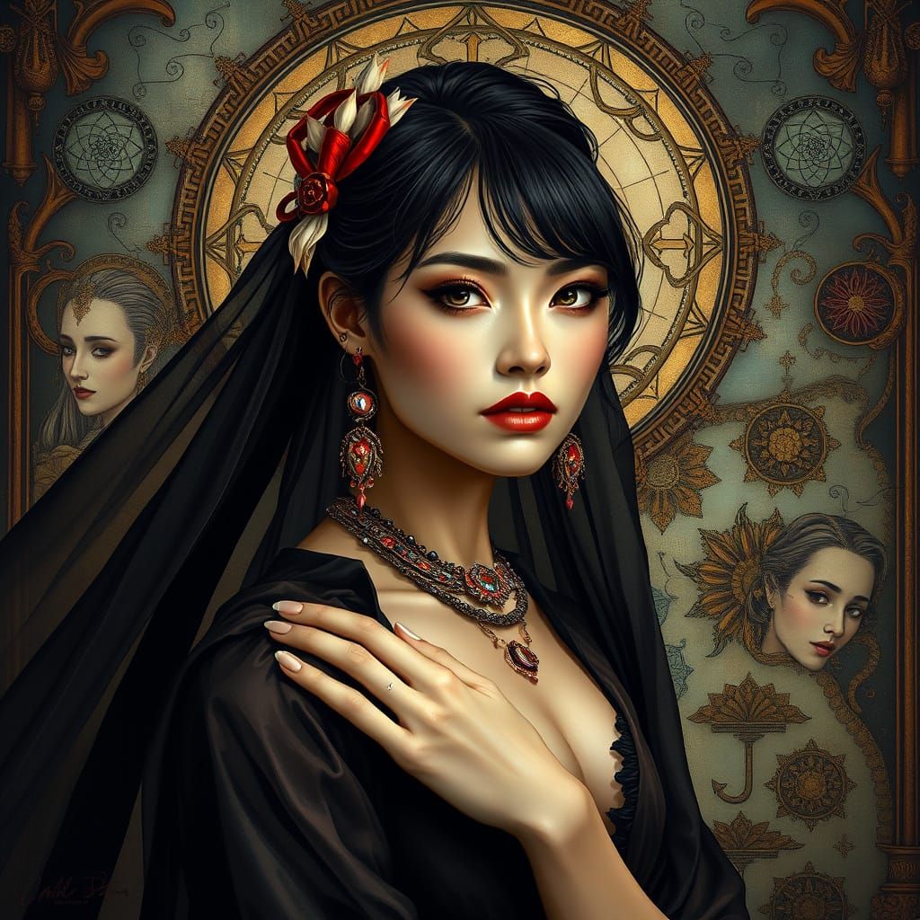 Mystical Portrait in Mixed Artistic Styles