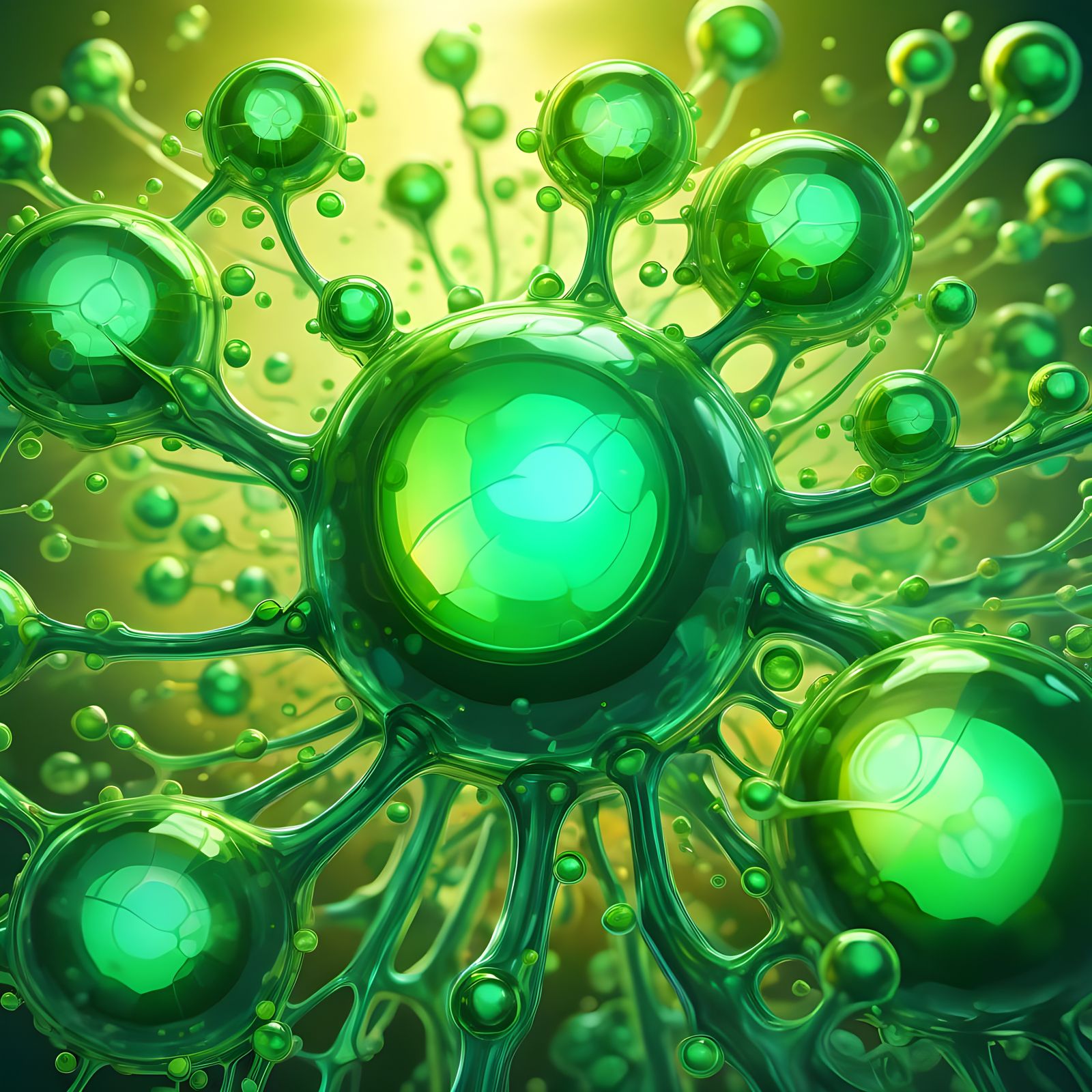 Macro View of Chlorophyll Cell in Vibrant Colors