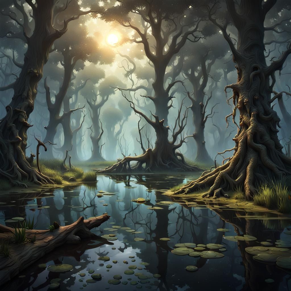 Dark Fantasy Swamp Masterpiece in Hyperdetailed Style