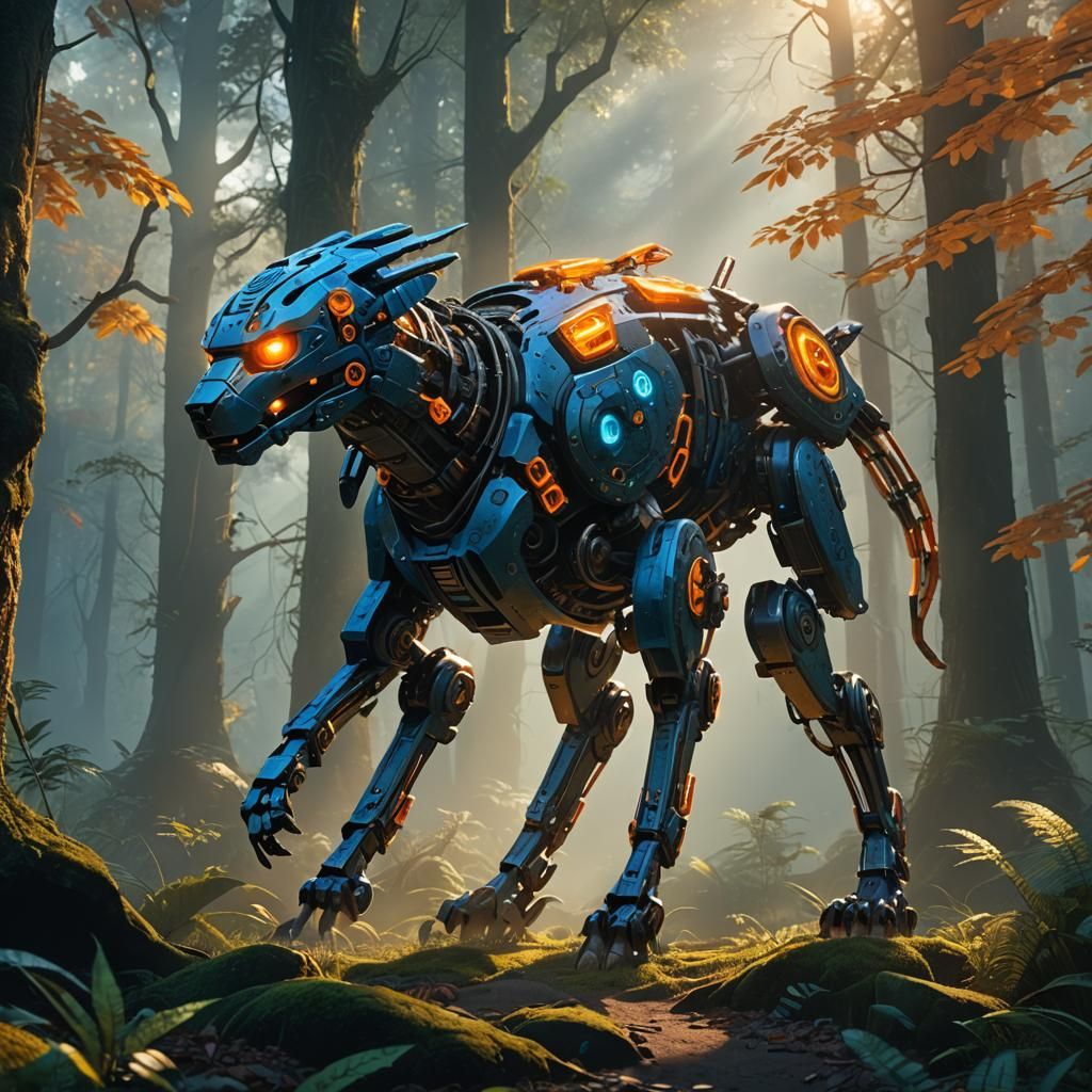 Mechanical Canine Brings Wonder to Mystic Forest