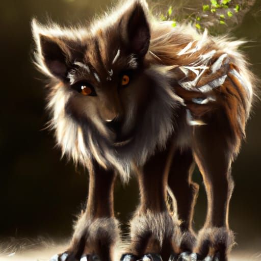 Surreal Digital Wolf with Majestic Deer Feet in a Cinematic...