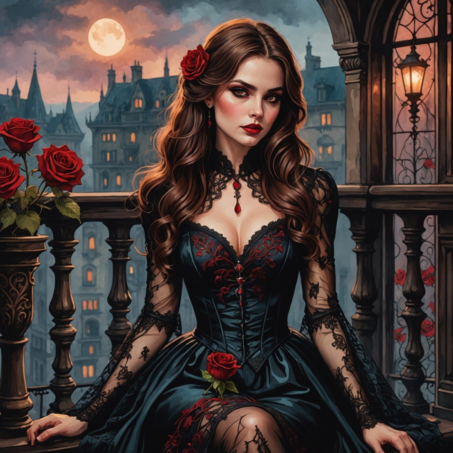 Ethereal Vampire Goddess Adorned in Lace