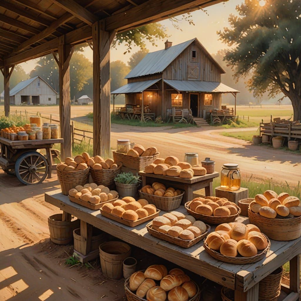 Impressionist Farm Stand: Warm Light & Honey Jars