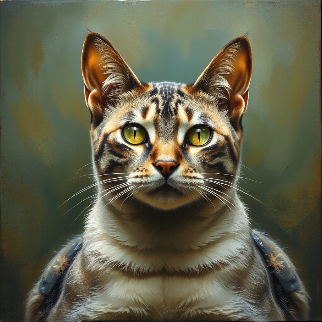 Oriental Cat Portrait in Expressive, Bold Style