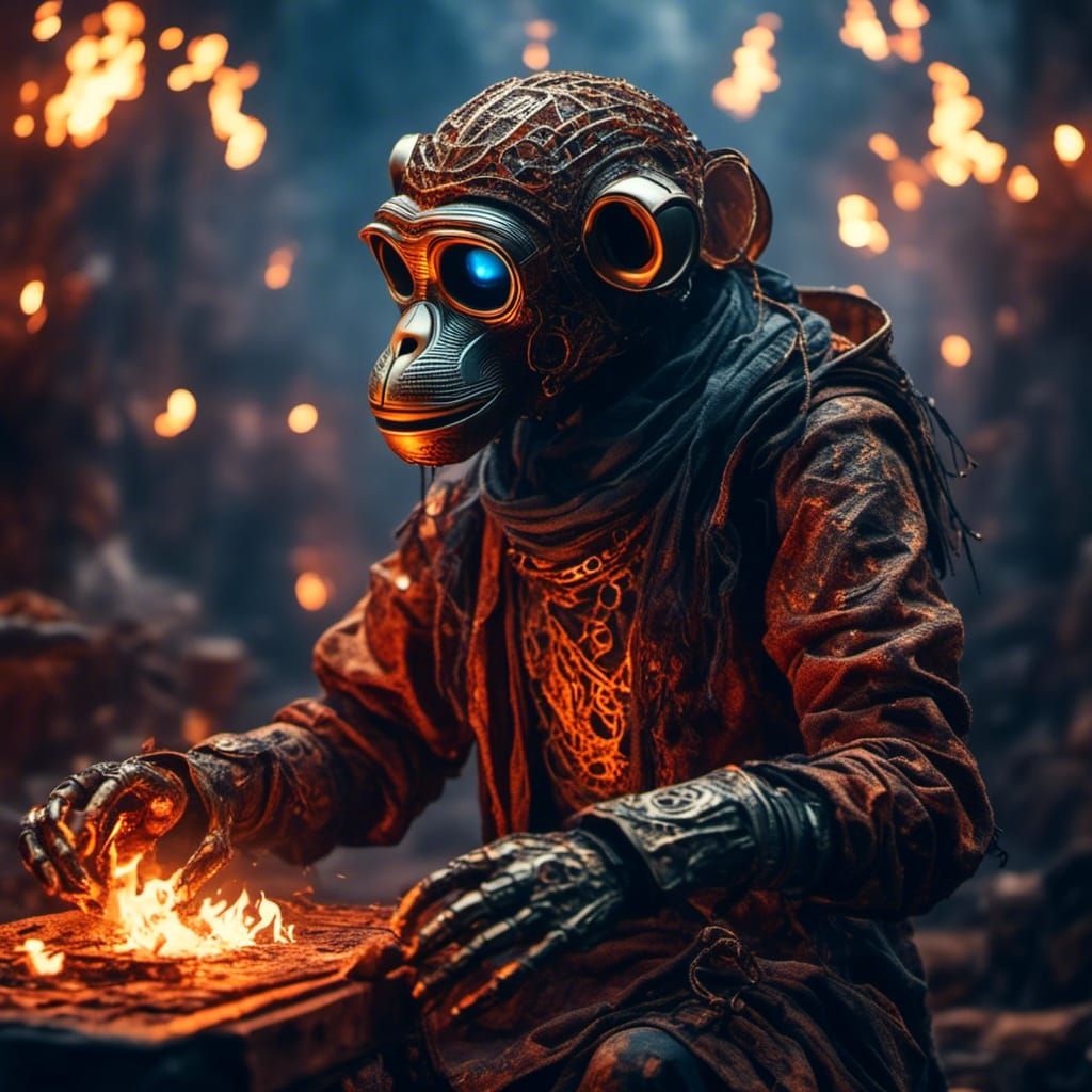 Glowing Node Entity Amidst Blazing Flames