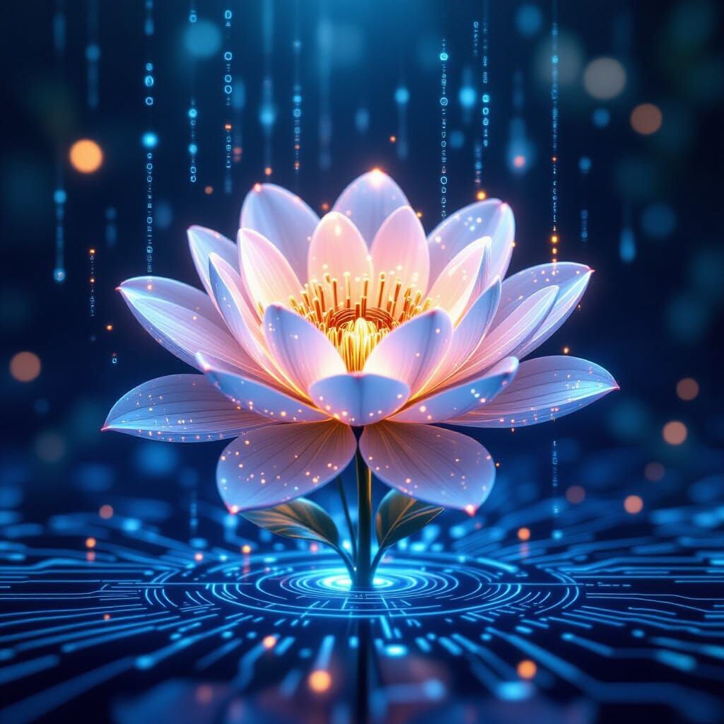 Luminous Flower Blooms in a Holographic Environment