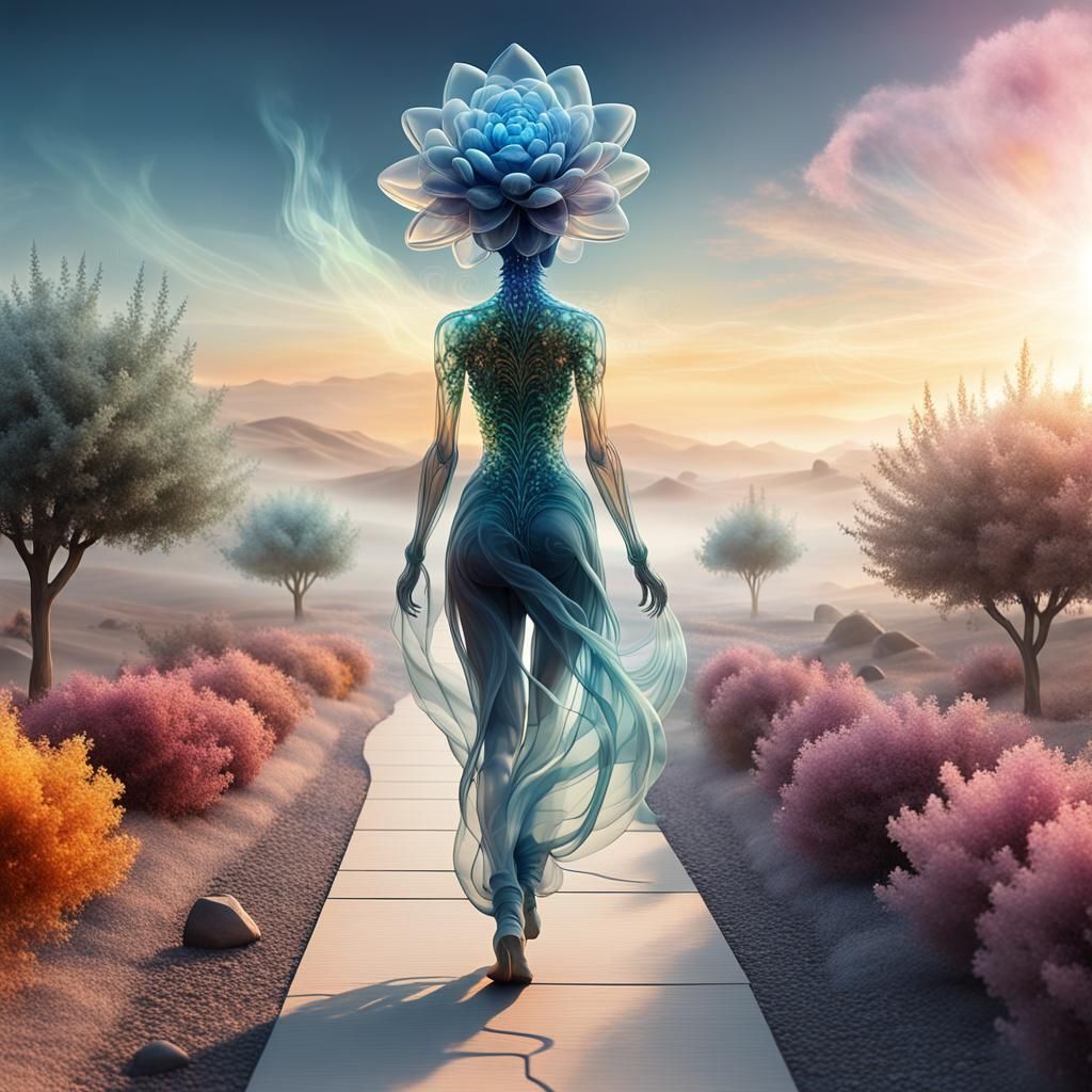 Ethereal Vixen Walks Sunrise Pathway to Love