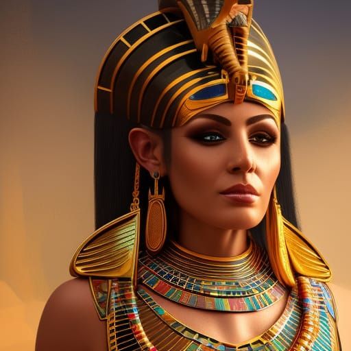 Mony Helal as Egyptian Priestess, Detailed Digital Painting