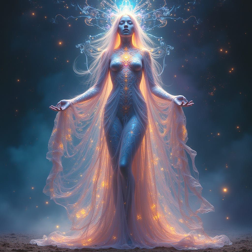 Ethereal Transwoman Embodiment of Cosmic Light
