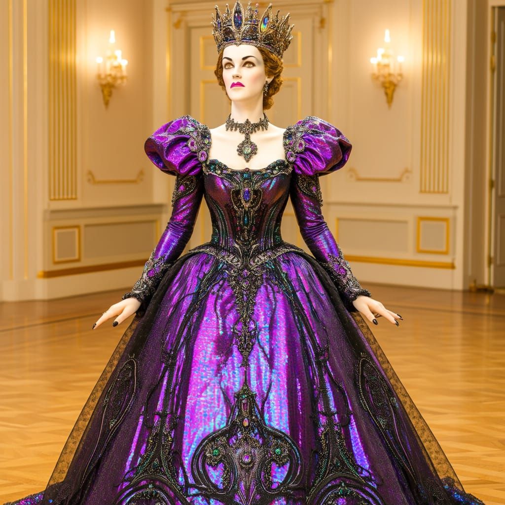 Queen Ursula in Iridescent Ball Gown and Crown