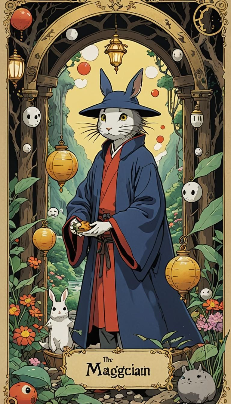 Enchanted Wizard in a Whimsical World, Studio Ghibli-Inspire...