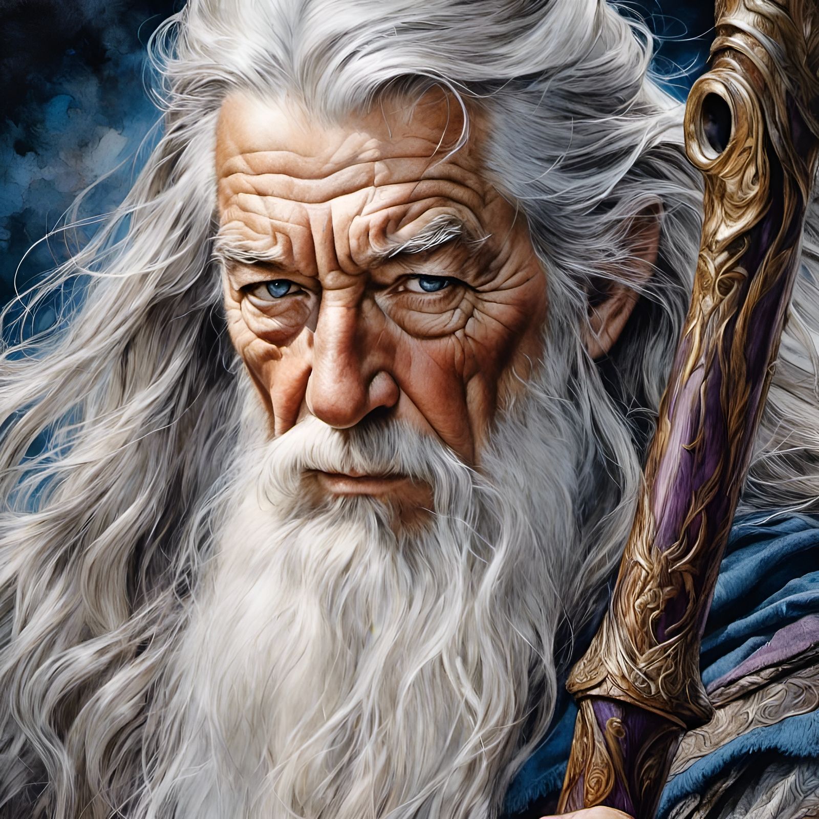 Sorcerer of Middle Earth in a Captivating Portrait