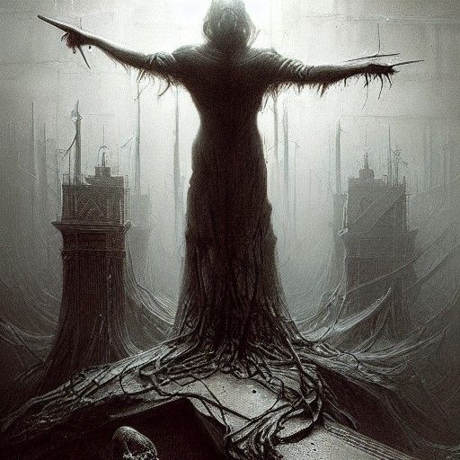 Dark Fantasy Catoptrophobia Scene in a Haunting Gothic Style