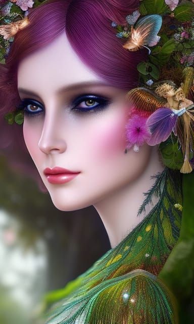 Ethereal Fairy Portrait in Whimsical Forest Setting