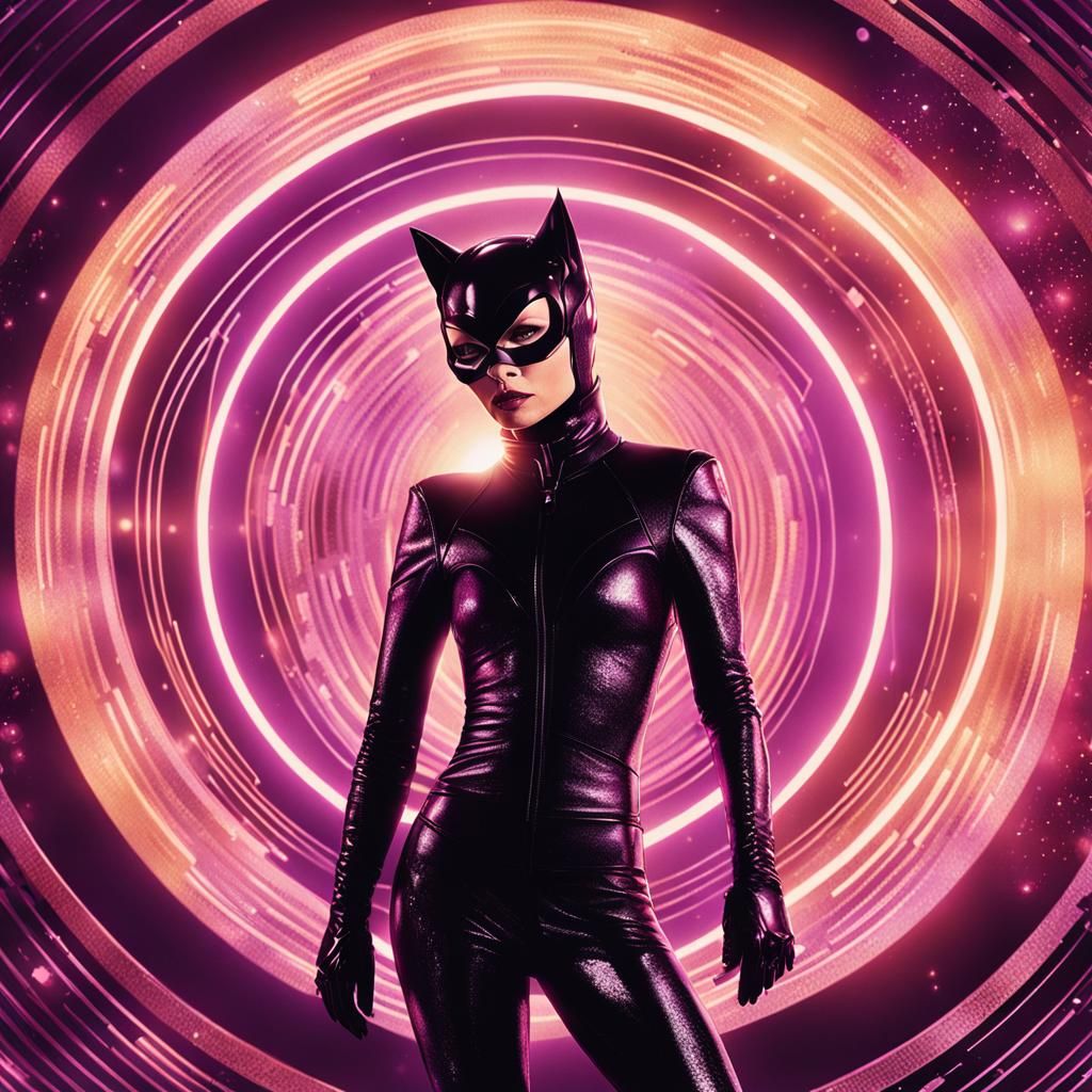 Catwoman in Cyberpunk Splendor