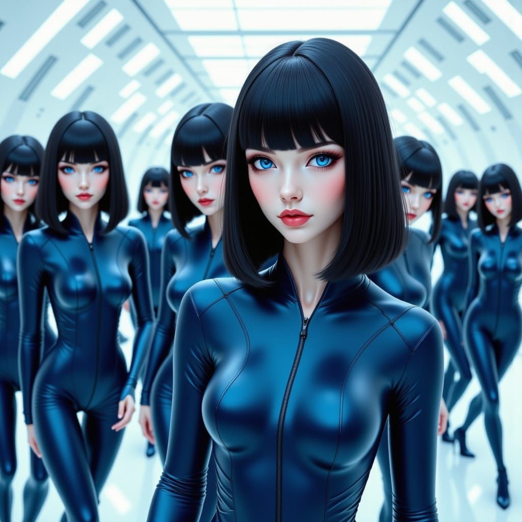 Surreal Robot City Pin-Ups in Cyberpunk Style