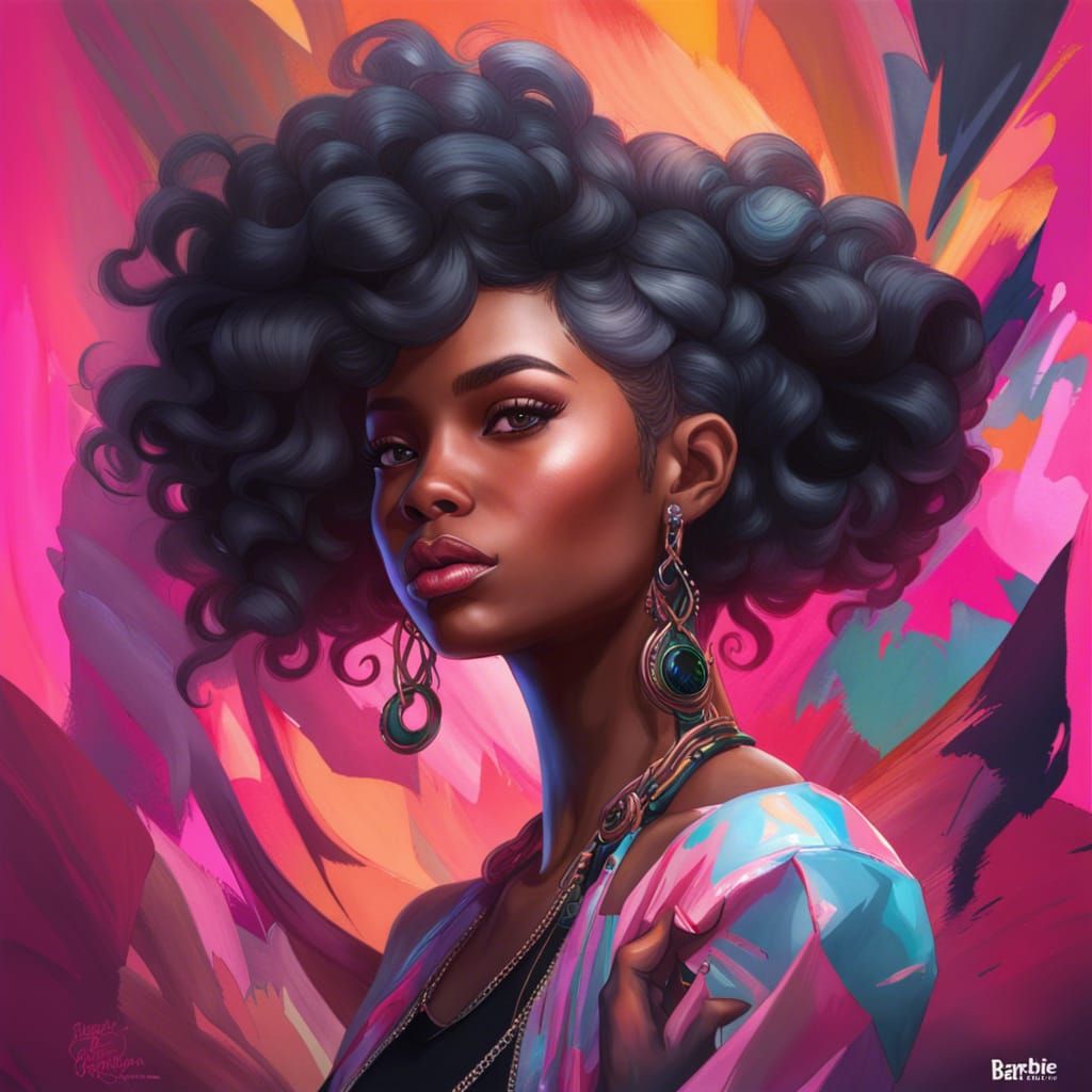 Hyperrealistic Rap Icon Barbie in Triadic Colors