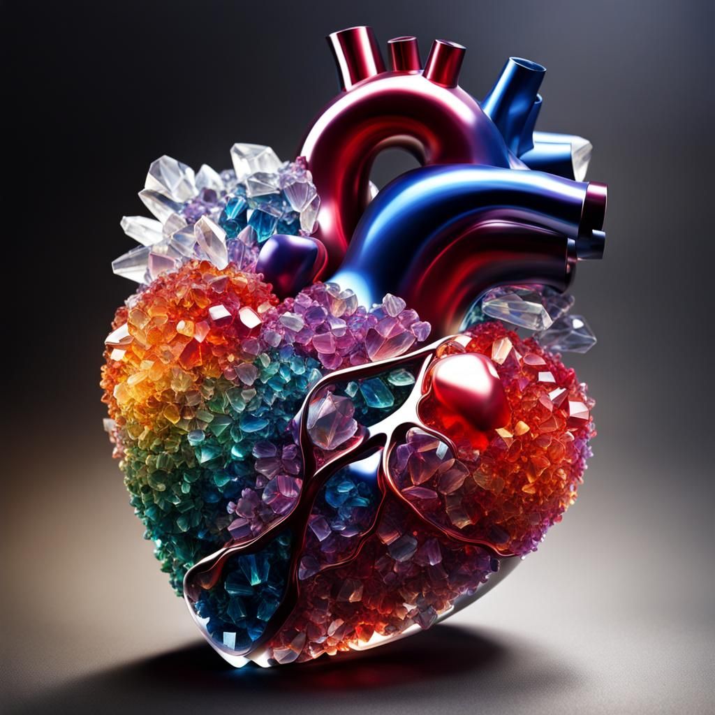 Crystal Heart Masterpiece in Vibrant Colors