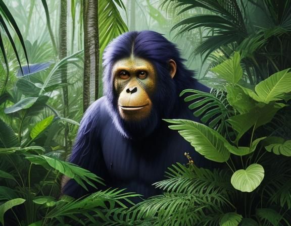 Exotic Rainforest Scene with Majestic Orangutan and Vibrant....