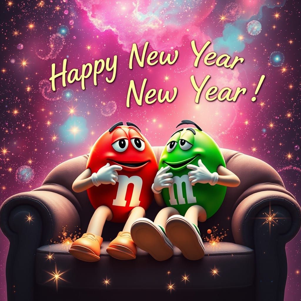 Celestial M&M's Celebrate Happy New Year in a Cosmic Fantasy