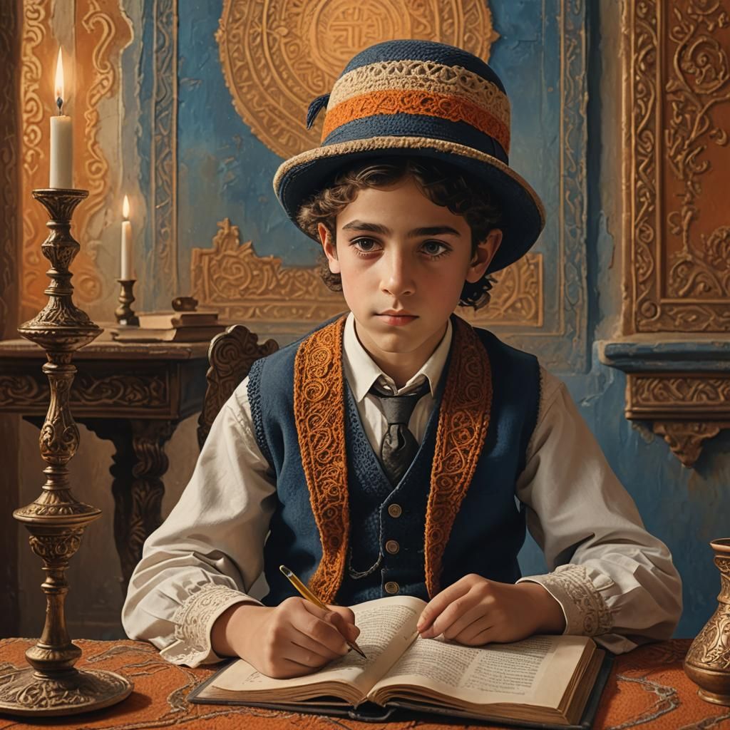 Surreal Hasidic Boy Studied in a Golden Glow