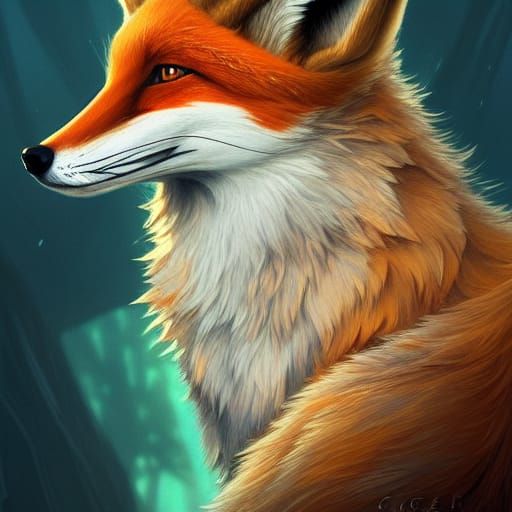 Luxurious Fox Profile Portrait in Triadic Colors