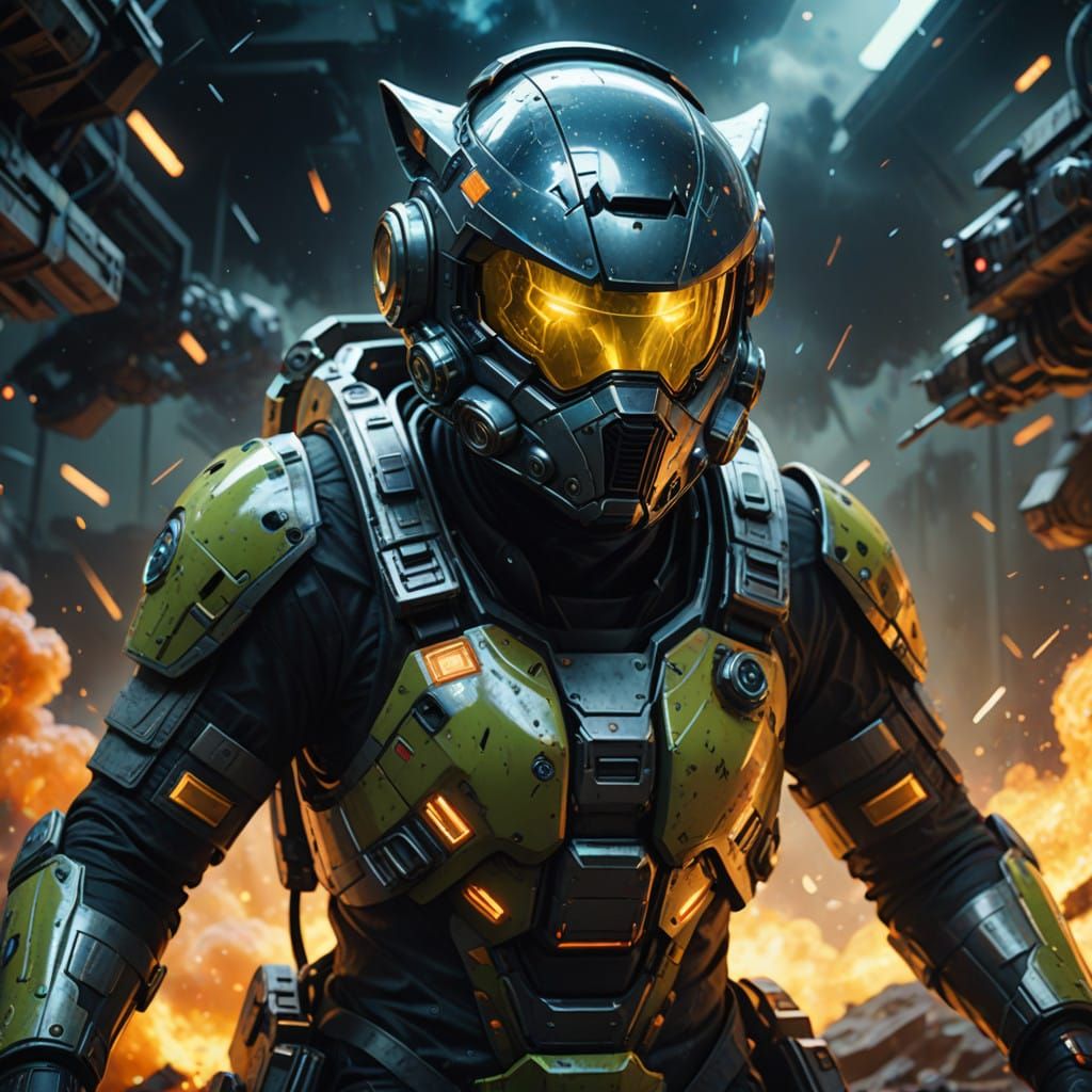 Galactic Cat in Cosmic Chaos, Anime-Inspired Masterpiece