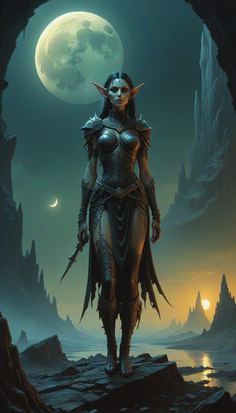 Gothic Elf Rogue on Alien Planet