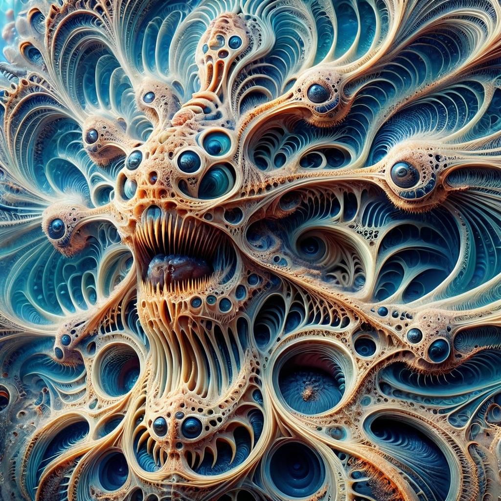 An AI-generated image of an indescribable alien life form