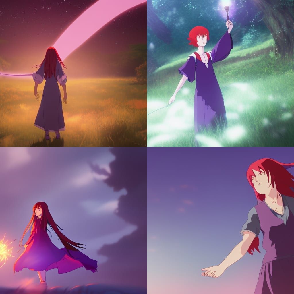 Mystical Purple Sorceress Casting a Spell