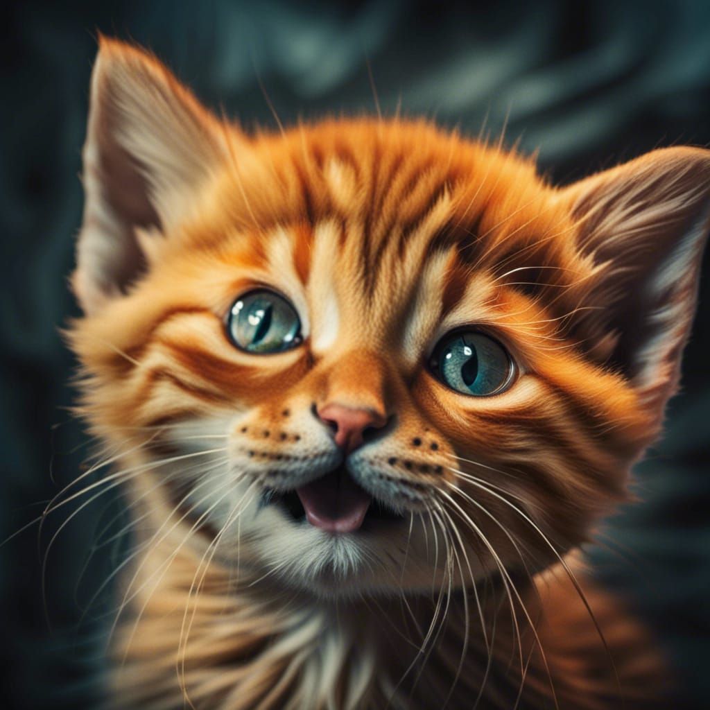 Whimsical Kitten Silhouette in Moody Light