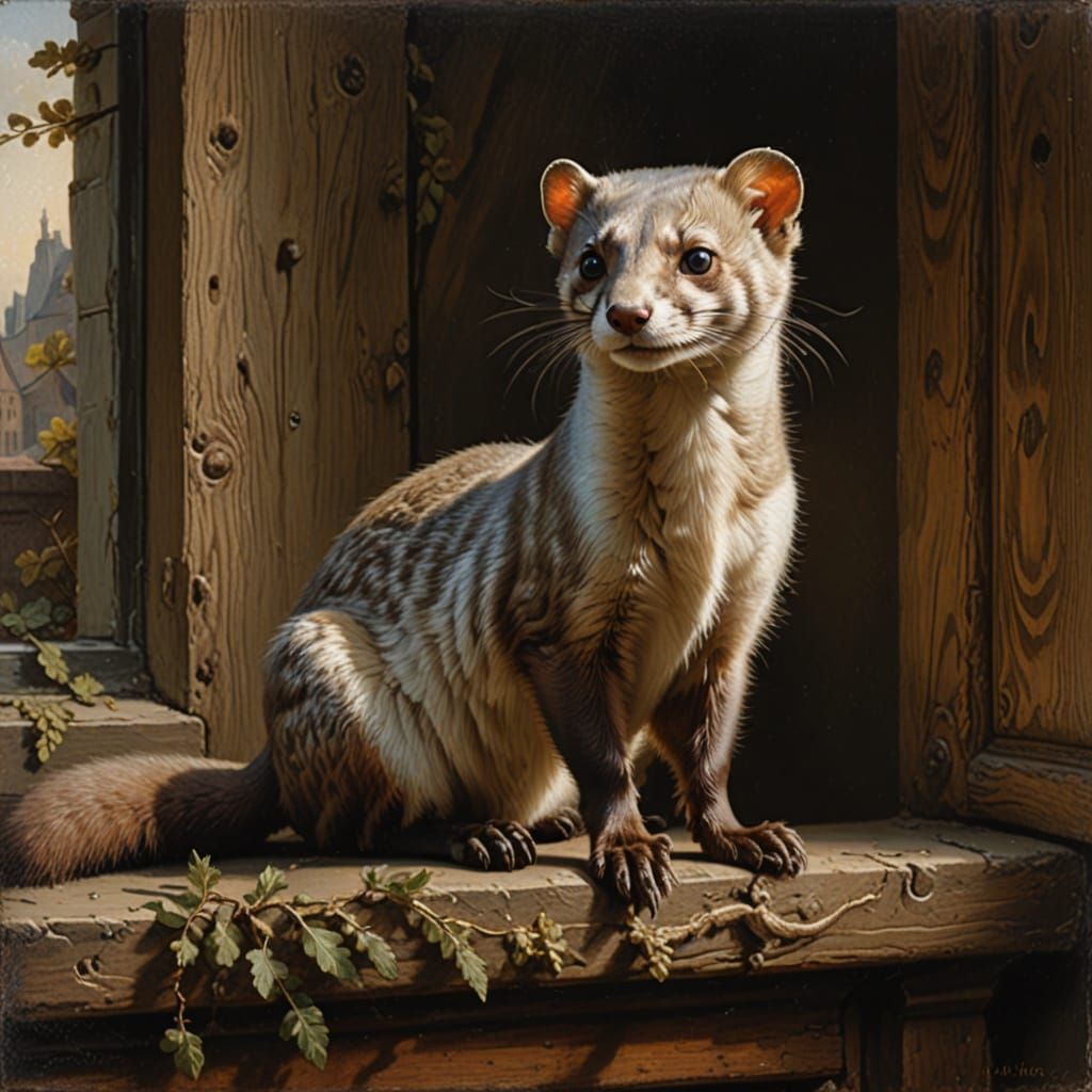 Majestic Weasel Portrait in Renaissance Style