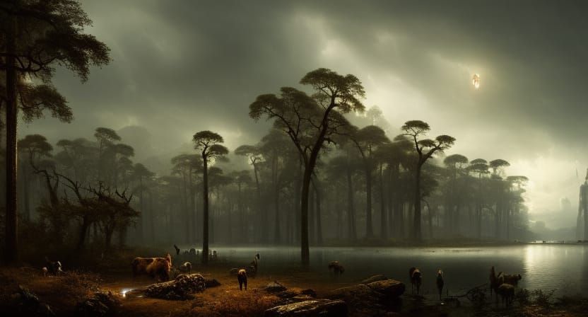 Sinister Savanna Bayou: Digital Matte Painting