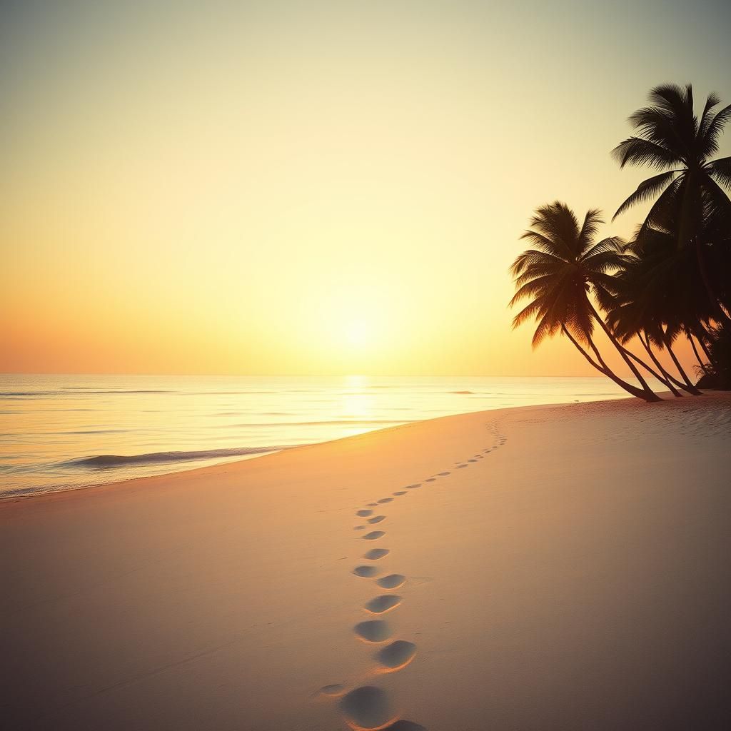 Gentle Sunrise Beach Scene with Soft Golden Light