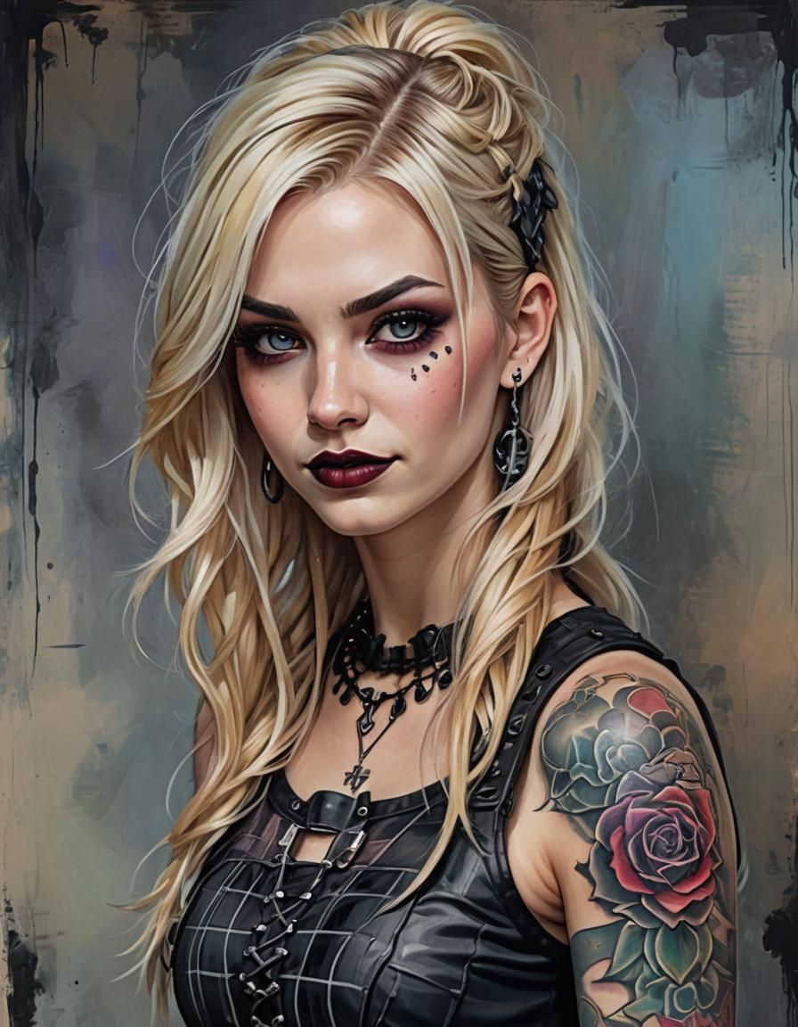 Vibrant Gothic Goddess in Triadic Hues