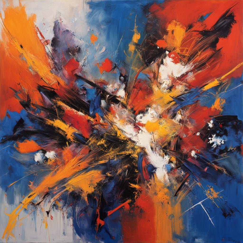 Abstract Expressionism: Vibrant Color Explosion of Laughter