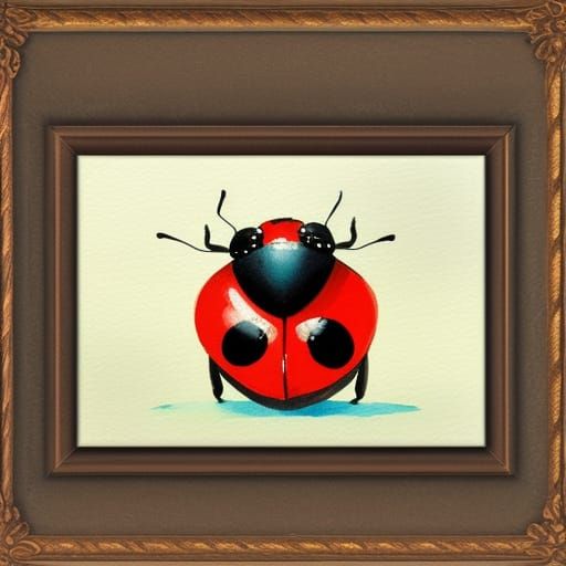 a cute lady bug in Gouache Style, Watercolor, Museum Epic Im...