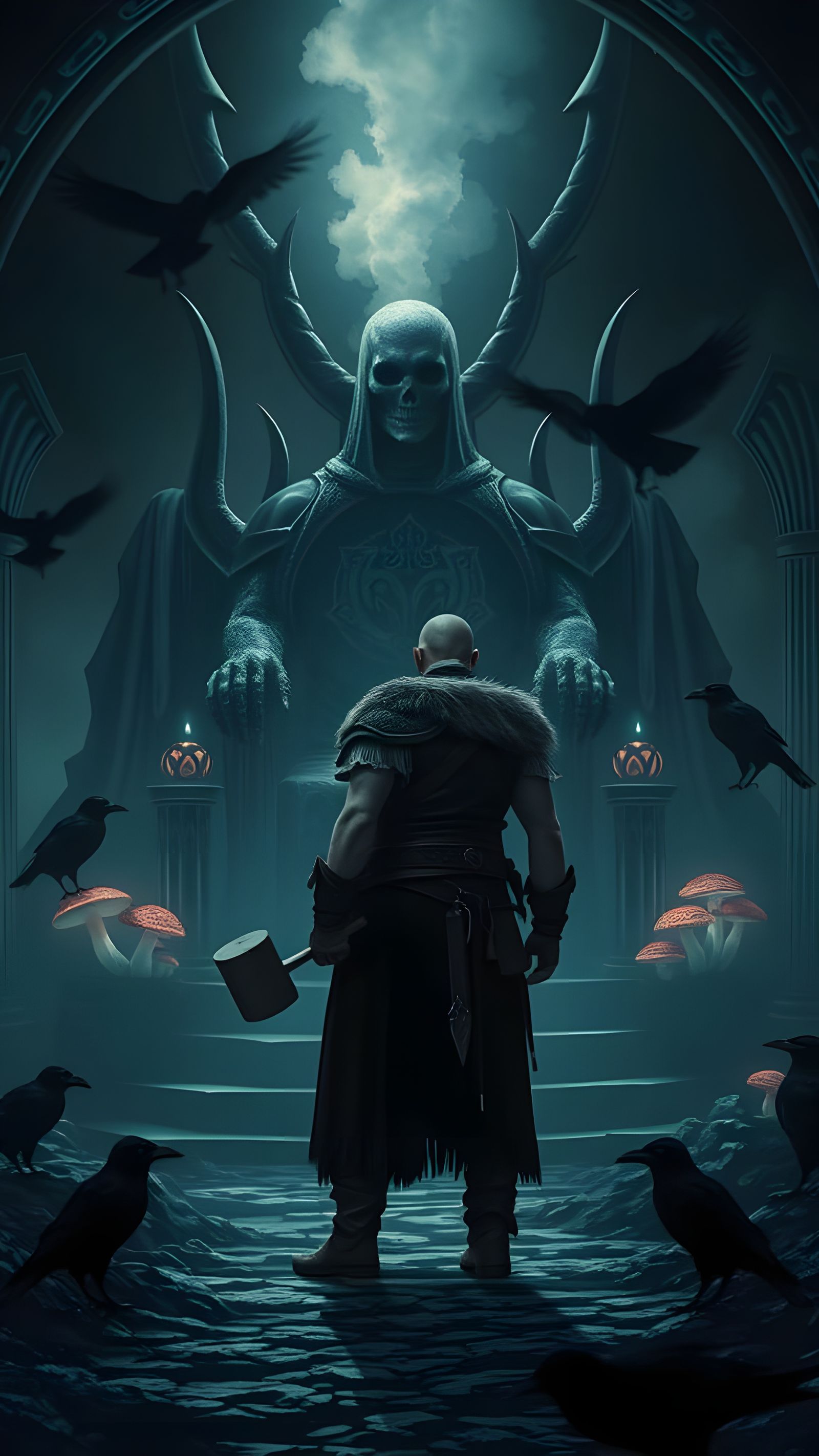 Dark Fantasy Art of Ragnarök's Aftermath in a Post-Apocalypt...