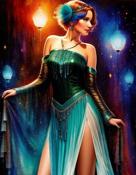 Vintage Flapper Fantasy in a Speakeasy