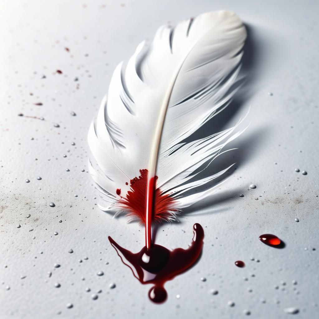 Bloodstained Feather in Epic Macro Photography