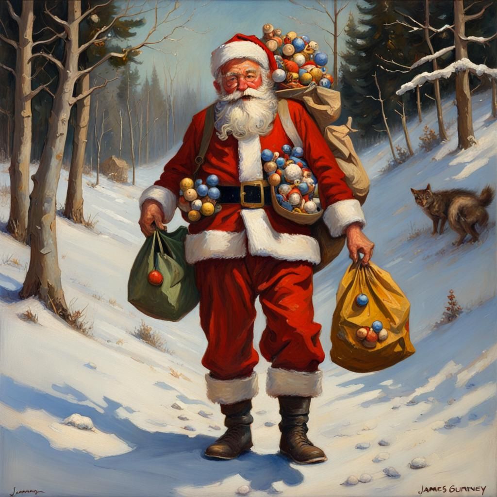 Santa Claus in an Oil Painting