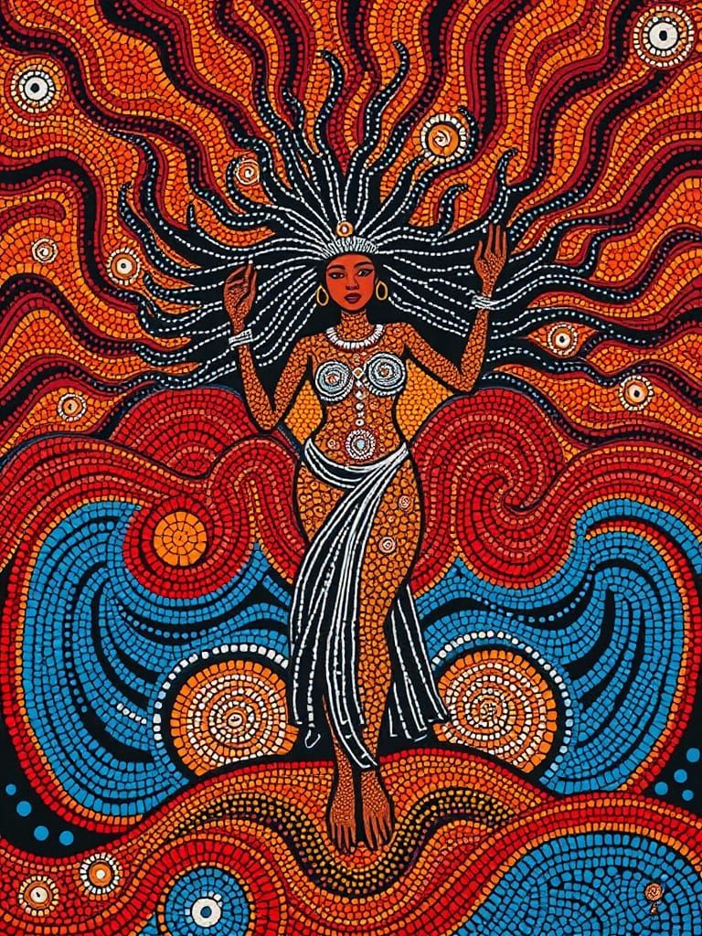 Vibrant Indigenous Creation Goddess in Dreamtime Energy