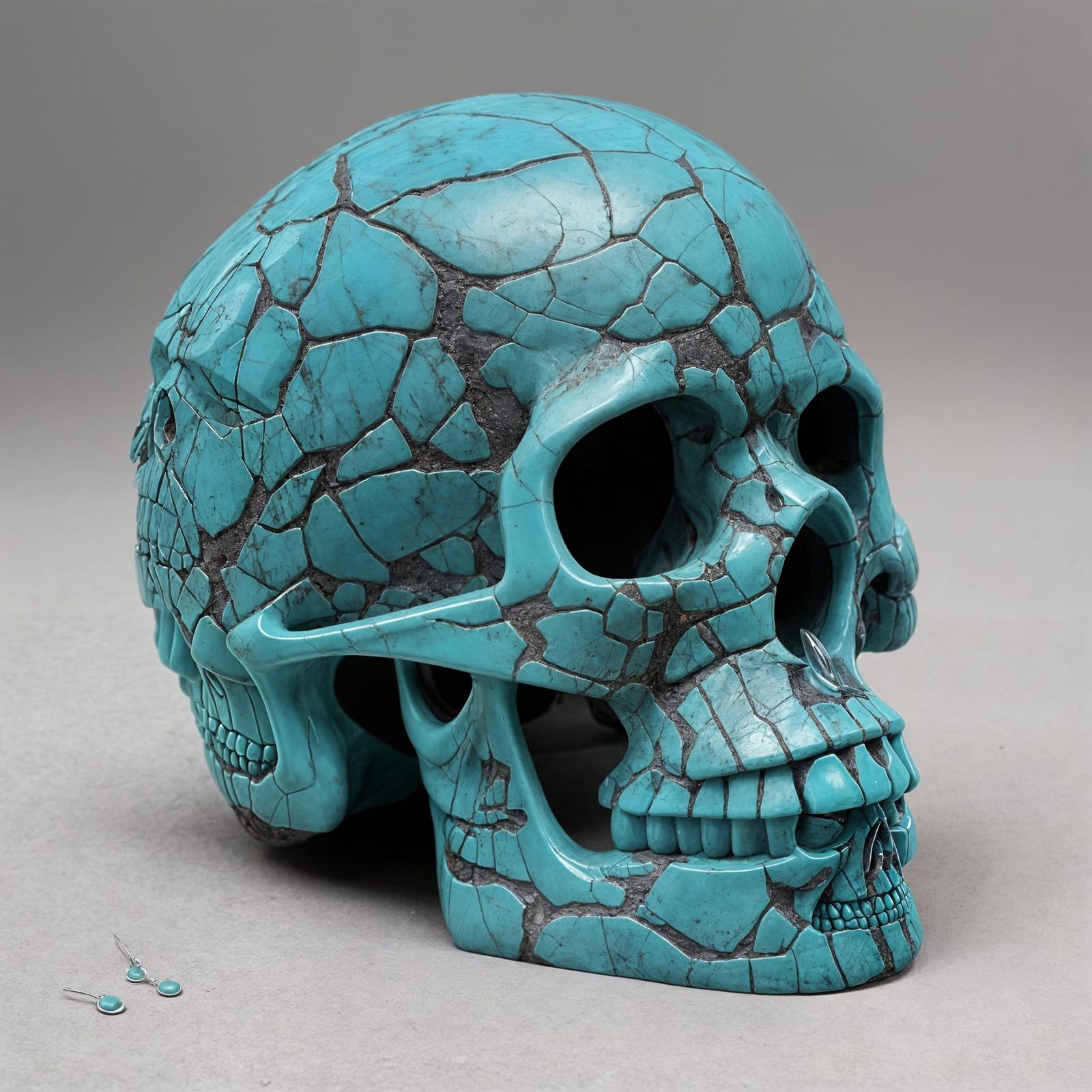 Turquoise Stone Skull in 3/4 View