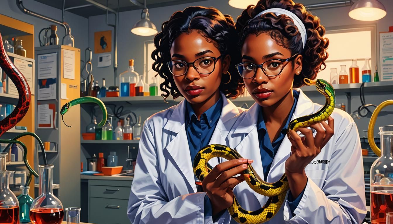 Young Scientist in Pop Art Style with Bright Colors and Dyna...